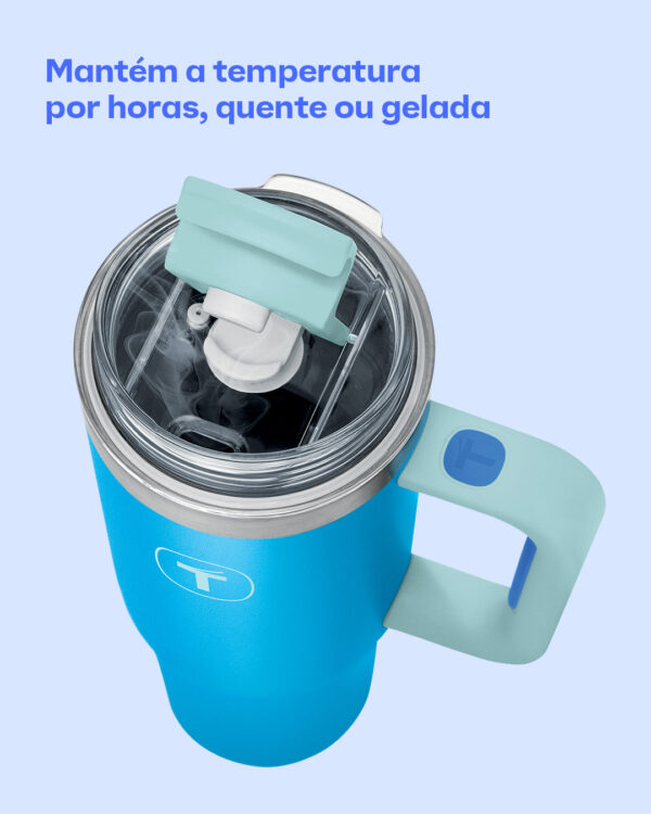 Copo Térmico Big T Com Canudo  Azul Claro 1,1L - Image 2