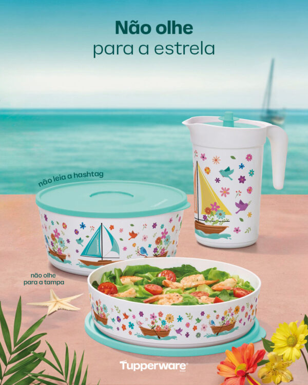Pote  Tupper Redondinha Mar De Flores Branco 500ml - Image 2