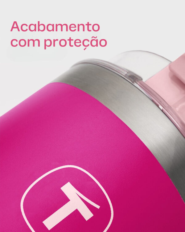 Copo Térmico Big T Com Canudo  630ml Rosa - Image 3