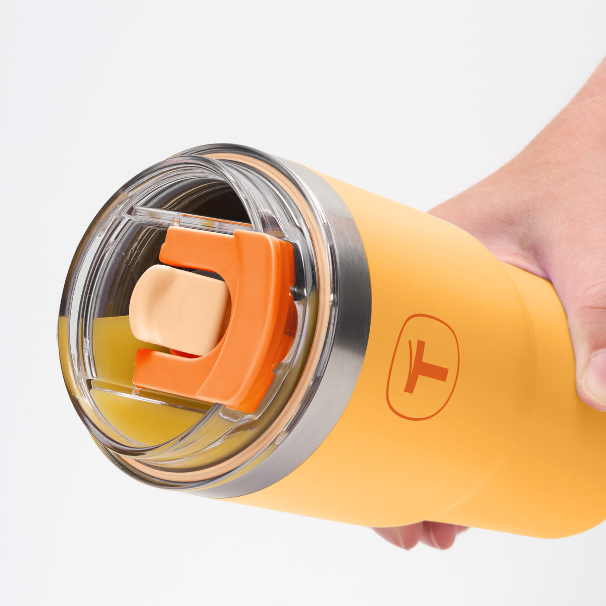 Copo Térmico Big T Com Canudo Amarelo com Laranja 630ml - Image 2