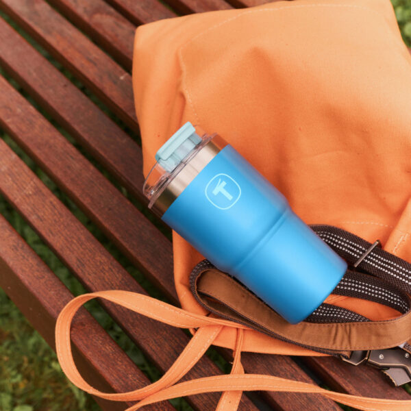 Copo Térmico Big T Com Canudo  Azul Claro 630ml - Image 9