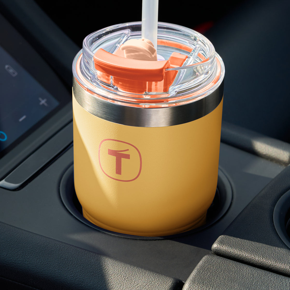 Copo Térmico Big T Com Canudo Amarelo com Laranja 630ml - Image 7