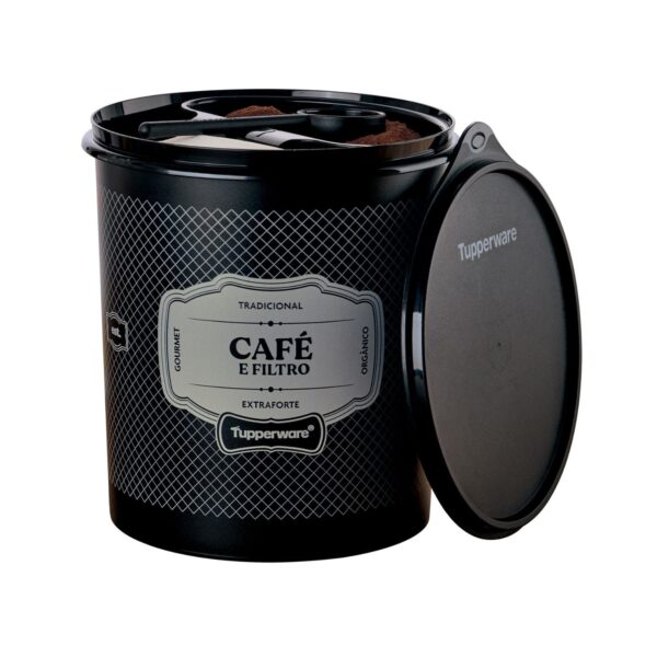 Pote Tupper Caixa Café E Filtro  Essences Preto 500g e 30 Filtros