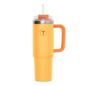 Copo Térmico Big T Com Canudo  Amarelo com Laranja 1,1L