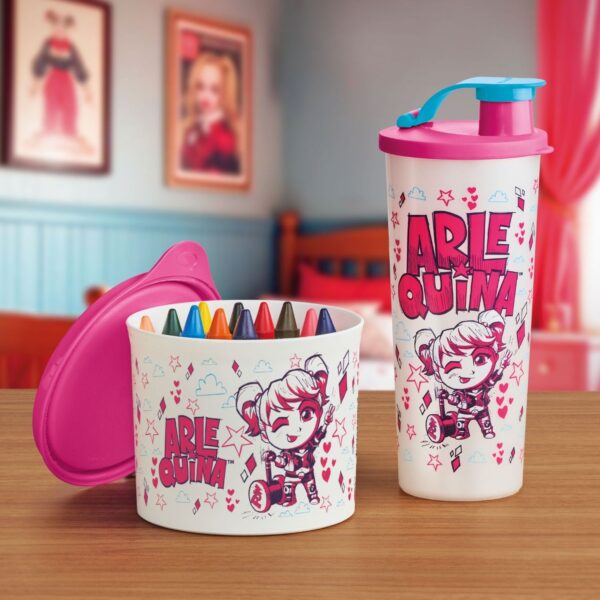 Copo Infantil  Com Bico Arlequina Kids 470ml Branco - Image 2